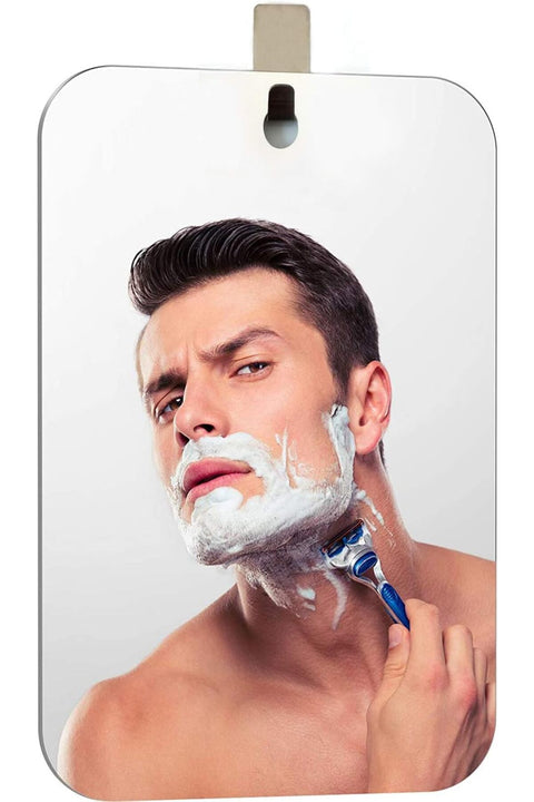 XoYo Large Fogless Shower Mirror (11in X 7.48in) - Anti-Fog, Frameless Wall Hanging Mirror for Makeup and Shaving With Adhesive Hook (Large, 1 Pack)