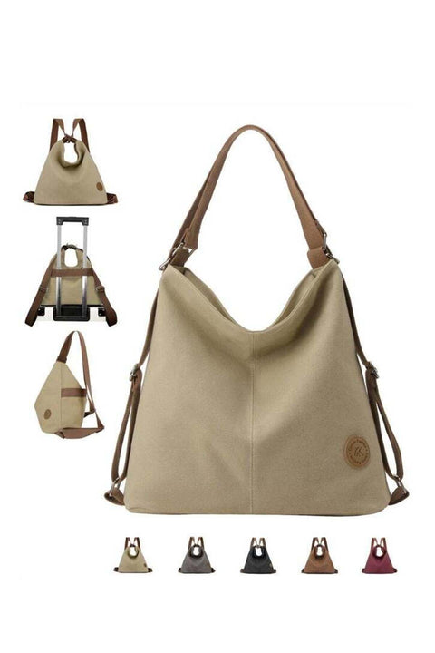 Osowake Convertible Canvas Tote Bag Backpack for Women with Zipper Pocket, Large Purse Crossbody Shoulder Hobo Bag