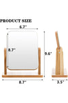 Desk Mirror, 22 x 23.5CM Wooden Mirror 360 Degree Portable Adjustable Table Desk Mirror, Bathroom Living Room Shave Makeup Mirror