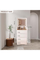 -Long Vanity Desk, Dressing Table Set, White Makeup Table, Makeup Vanity Desk with LED Mirror, Large Cabinet Bedside Table with Storage Drawer and Stool, Vanity Table for Bedroom (40*40*82cm)
