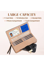 Sweet Cute Chocolate Women's Long Leaf Bifold Wallet Leather Card Holder Purse Zipper Buckle Elegant Clutch
