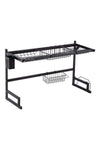 Multi Layer Kitchen Sink Drain Board Rack Black 34x85x89cm