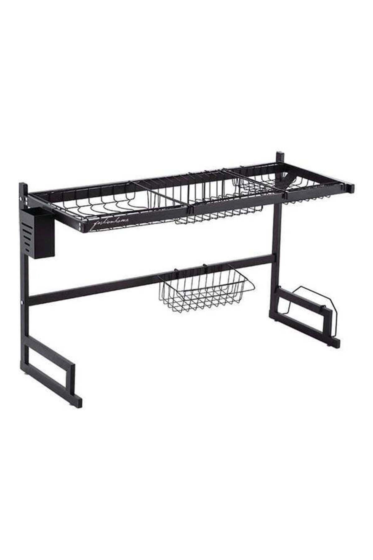 Multi Layer Kitchen Sink Drain Board Rack Black 34x85x89cm