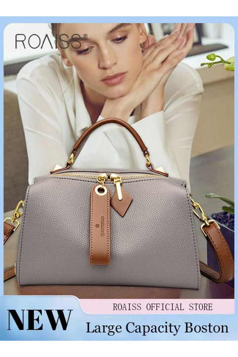 Women Stylish Handbag with Top Handle, Large Capacity Shoulder Bag with Adjustable Strap and Zipper Closure