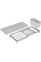 Dish Drying Rack with Cutlery Basket - Small Light Grey
