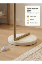 LIGHTING Modern Fabric Floor Lamp, Gold Iron Body with Marble Base, Adjustable Angle, E27 Bulb Included