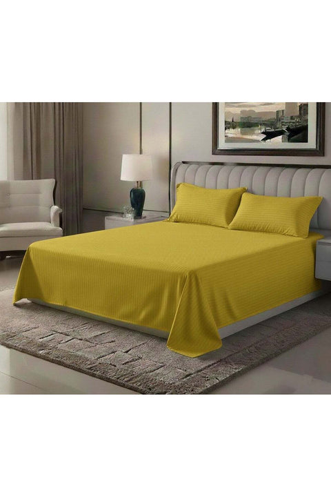 3-Piece Premium Microfiber Bed Sheet Set – Single Size Flat Sheet (180x240 cm) with 2 Pillowcases, Gold