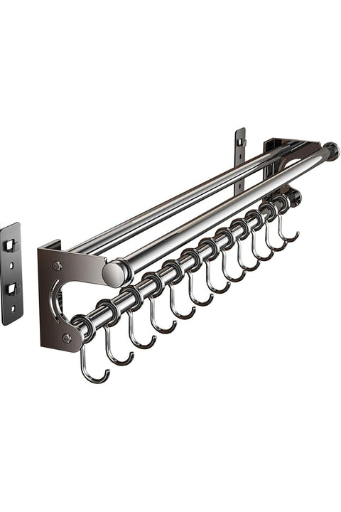 Wall Mount Knife Holder, Kitchen Utensil Hanger with 10 Hooks, 50CM Grey Storage Rack