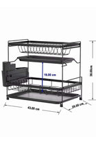 2 Tiers Large Kitchen Dish Rack with Removable Cutting Board Holder Utensil Holder and Cup Holder
