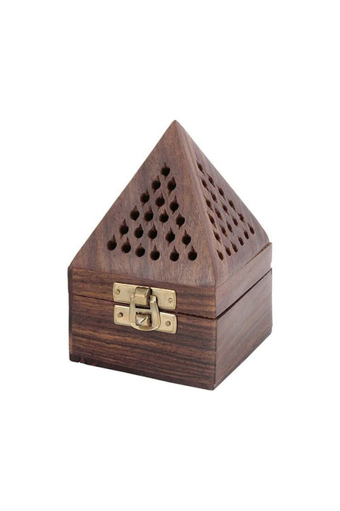 Pyramid Shaped Wooden Bakhoor Brown 7.5x12cm