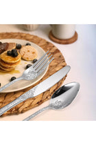Floral Silverware Set, 5-Piece Silvery Stainless Steel Flatware with Rose Flower Design