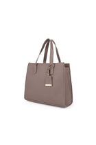 Women Grey Textured Double Handle Workwear Handheld Bag With Detachable Strap