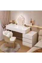 CityRiya-Long Bedroom Dresser Table, Dressing Table, 100cm Makeup Table with 5 Drawers and Shelf, Vanity Table, Modern Vanity Desk, White Bedroom Bedside Table for Girls Women