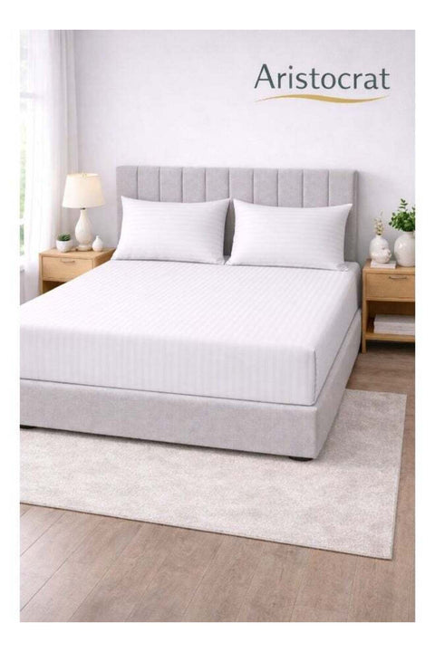 3-Piece Striped Microfiber Fitted Sheet Set Super King 200x200cm – Soft Elastic Deep Pocket 17cm Bedsheet
