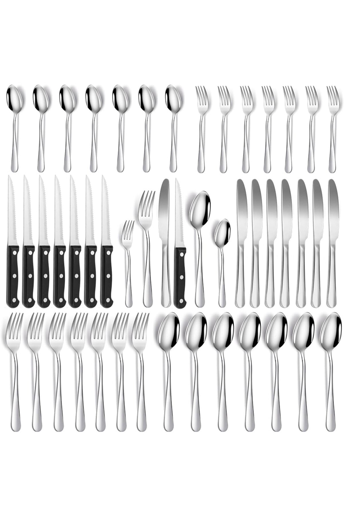 72-Pieces Silverware Set for 12, Flatware Set with Steak Knives, Stainless Steel Cutlery Set, Include Forks Spoons and Knives, Dishwasher Safe Utensil Sets for Home Restaurant