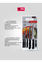 7-Piece Kitchen Knife With Plastic Cutting Board Set Black/Silver/White