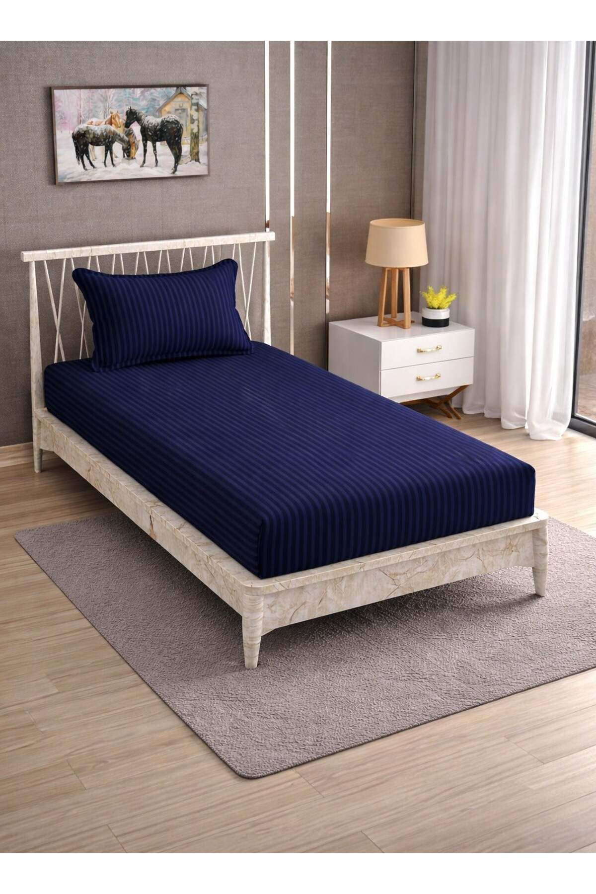 Premium Single Size Fitted Bedsheet with 1 Pillowcase – Modern Design & Pattern – Deep Pocket
