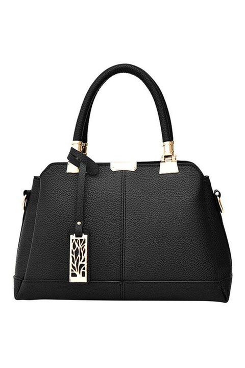 Zip Closure Shoulder Bag Black