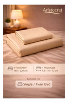 2‑Piece Striped Microfiber Flat Bed Sheet Set Single 160x220cm – Soft Breathable Flat Sheet