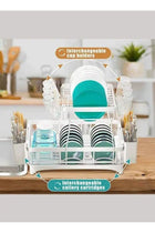 Dish Drying Rack 2 Tier Dish Rack And Drainboard Set Large Capacity Dish Drainer Organizer Shelf With Utensil Holder Cup Rack For Kitchen Counter White