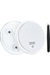 30X Magnifying Mirror With Suction Cup for Easy Mounting, 6 Inch Travel Makeup Mirror, Stick on Shower Mirror for Plucking Eyebrows