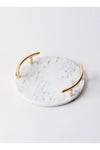 Round White Marble Tray With Gold Handle