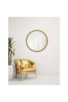 New In Bead Round Mirror 80X80X3Cm Gold