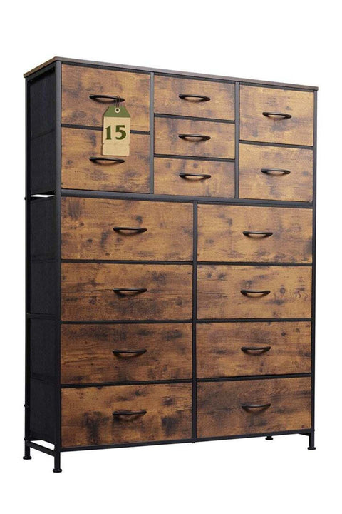Deal 15-drawer large size Fabric model For inside Home Bed Room Storage Cabinet Brown Color 100cm