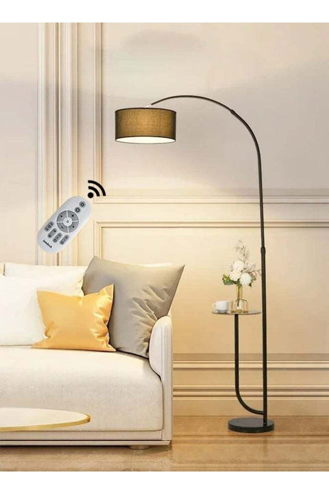Three-Color Dimmable Vertical Floor Lamp with Warm Light, Marble Base, Coffee Table Tray