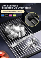 2pcs Large Roll Up Dish Drying Rack, Multipurpose Stainless Steel Kitchen Drainer Rack Over Sink