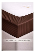 3-Piece Striped Microfiber Fitted Sheet Set Queen 150x200cm, Chocolate Brown