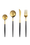 4 Piece Stainless Steel Cutlery Set Black/Gold