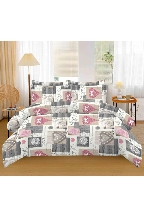 6 piece Polycotton Bed Sheet Queen Size (160x200+35) cm with Duvet Cover and Pillowcases