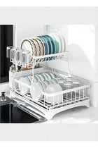 Dish Drying Rack 2 Tier Dish Rack And Drainboard Set Large Capacity Dish Drainer Organizer Shelf With Utensil Holder Cup Rack For Kitchen Counter White