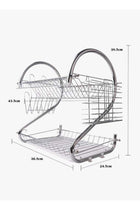 2-Tier Dish Drying Rack With Drain Board Silver/White
