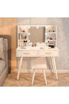 Vanity Desk Set, Dresser with Mirror Vanities Table, Makeup Table with Drawer and Shelf, Bedroom Dressing Table with Ample Storage Space, Suitable for Bedrooms, Dormitories (White, SZZ014)