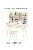 Dressing Table Vanity Table with Chair, Makeup Vanity Table with Drawers, Multifunction Modern Design Dressing Table Study Table Large Storage Workstation With Side Cabinet for Bedroom Dressi