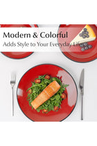 – 6 x Plate/Dinner Plate Set Stoneware Ceramic Tableware Set - Le Papillon Collection (Red, 26 cm)