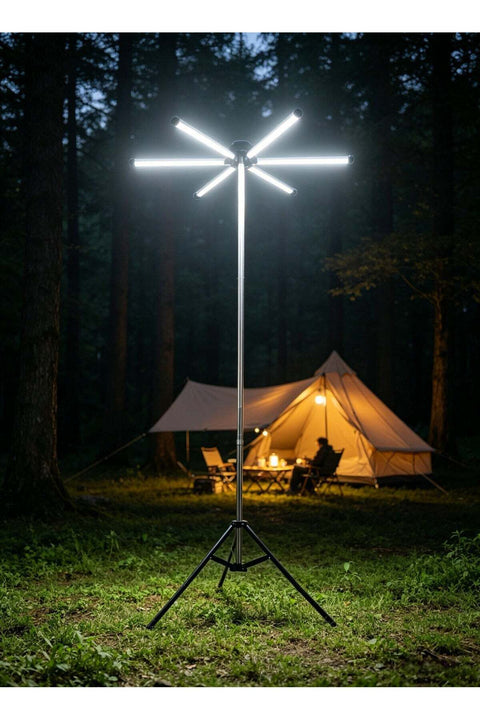 VIP-08 120W Professional Camping Light - 12000LM Hexagon Six-Sided Light Head, Full Set with 3.5M Tripod & Remote Control for Outdoor Events
