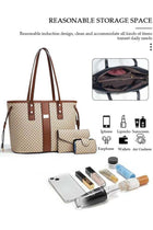 3PCS Tote Bag Set for Women Large Capacity Hand Shoulder Bag with Adjustable Drawstring Fashion Purse Clutch Bag Set for Office Travel Daily Bag