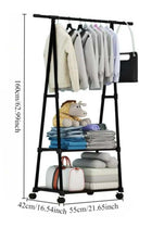 CozyNest A-Frame Single Pole Clothes Rack with 2 Lower Storage Shelves and Wheels, Black Freestanding Mobile Laundry & Bedroom Organizer, Space-Saving Coat & Clothes Drying Rack