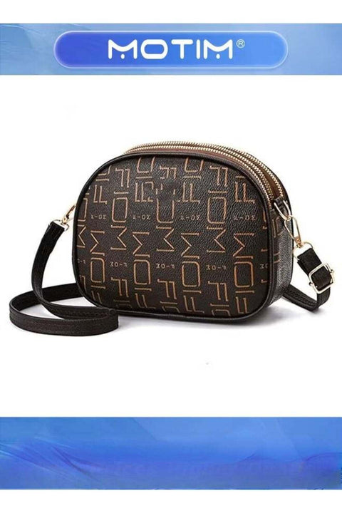 Women's Single Shoulder Cross-slung Small Bag Purse Soft Leisure Large Capacity Multilayer Zipper Mobile Phone Small Round Bag