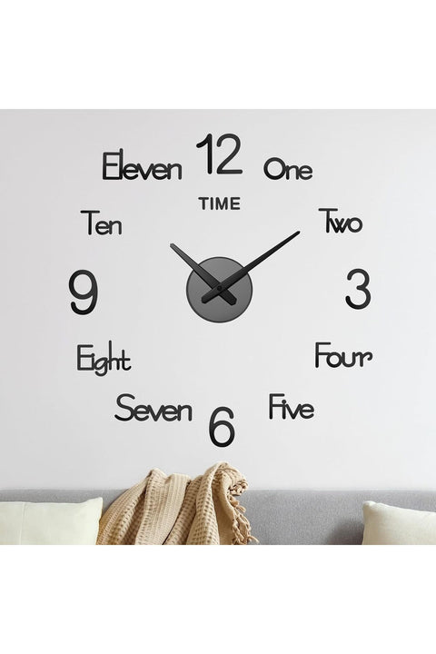 DIY 3D Wall Clock, Modern Frameless Silent Mirror Surface Stickers for Home Office Decor, Large Digital Design with EVA Foam and Acrylic Mirror Finish, 60cm Black