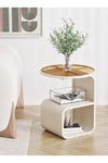 3-Tiers Multipurpose Unique Design Side Table Bedside Table with Storage Shelves Round Glass Top Nightstand for Bedroom Living Room 45x50 cm (Fully Assembled)
