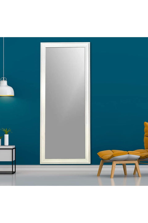 Marketplace Mirror Full Length Stand 193cm x 83cm Standing Hanging or Leaning Against Wall, Large Rectangle Bedroom Mirror Floor Mirror Dressing Mirror Wall-Mounted Mirror, PVC Frame - White