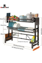 Large Capacity Dish Drainer Drying Rack Telescopic Adjustable Length Kitchen Rack Multifunctional Expandable Counter Organizer Over Sink Space Saver Dish Rack - 2 Tier
