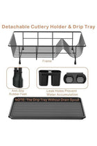 Dish Rack Dish Drying Stand Dish Drainer Plate Rack Dish rake Kitchen Organizer Dish Drying Rack Countertop Large Antibacterial Kitchen Utensils Dish racks Dish Stand (Black)