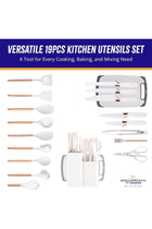 Premium 19pcs Kitchen Utensils Set: Professional & Stylish Chef Tools. Ideal Wedding Gift for Home Chefs. BPA-Free, Non-toxic Silicone Kitchenware to Modernize Your Kitchen (White)