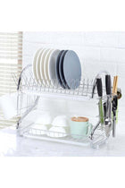 2-Tier Dish Drying Rack Silver 41.50 x 14.00 x 25.50cm