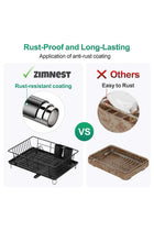 Dish Rack Dish Drying Stand Dish Drainer Plate Rack Dish rake Kitchen Organizer Dish Drying Rack Countertop Large Antibacterial Kitchen Utensils Dish racks Dish Stand (Black)